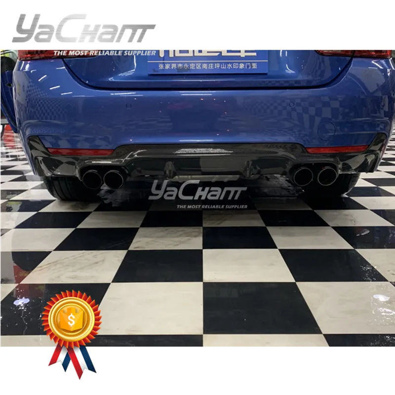 

Carbon Fiber Rear Bumper Diffuser Fit For 2014-2017 4 Series F32 F33 M-Sport Rear Bumper 3D Style Quad Exhaust Rear Diffuser CF