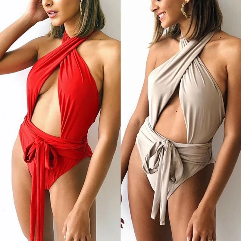 Новинка 2020 бикини Все в одном Европейский купальник на бретелях закрывающий с