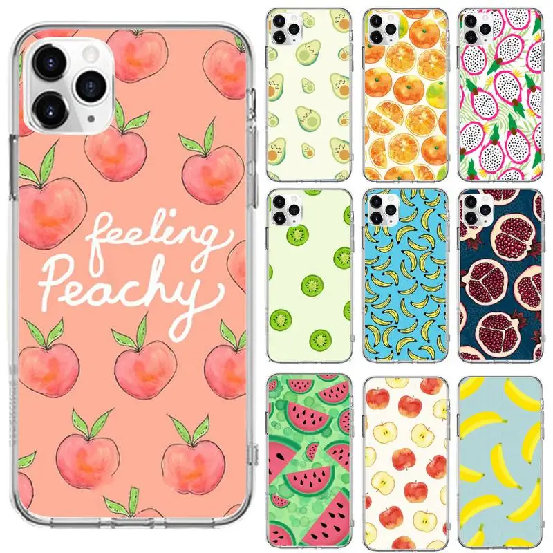 

Lemon Cactus Peach Phone Case Transparent for iPhone 6 7 8 11 12 s mini pro X XS XR MAX Plus se cover funda shell