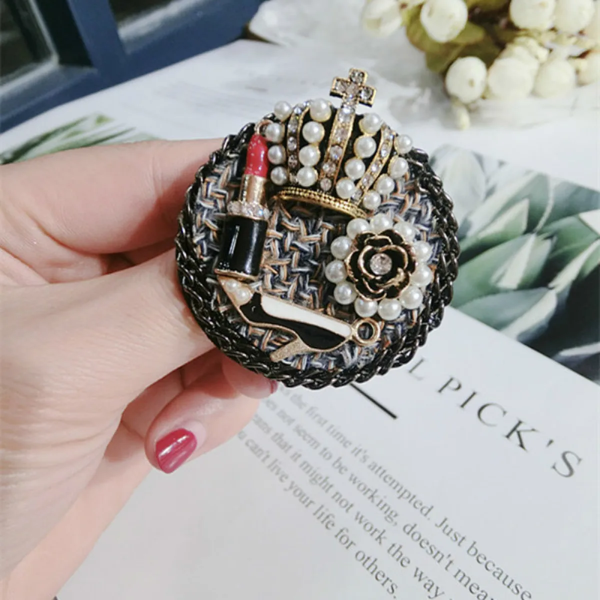 Корейский стиль ретро имитация жемчуга драгоценный камень пентаграмма бант