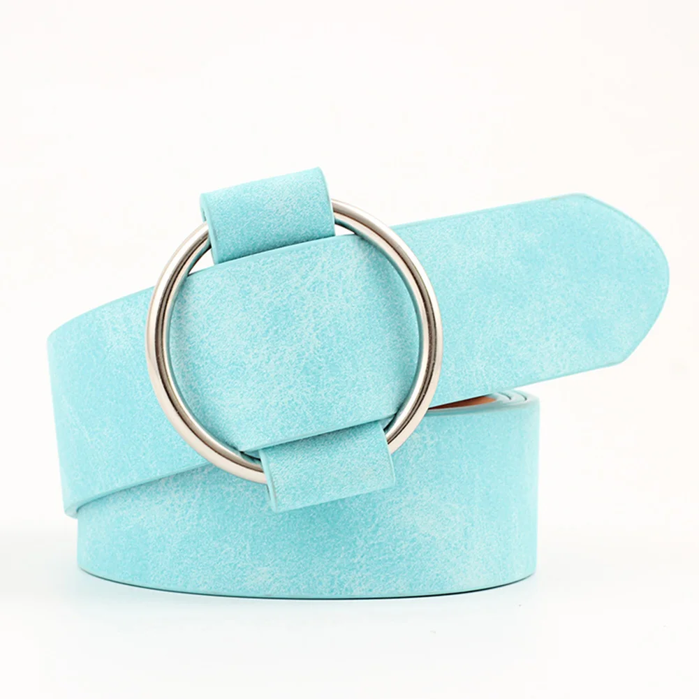 

Elastic Women Belt Fashion Leather Strap Decorative Round Buckle Casual Jeans Solid Ceinture Wide All-Match Waistband Dress