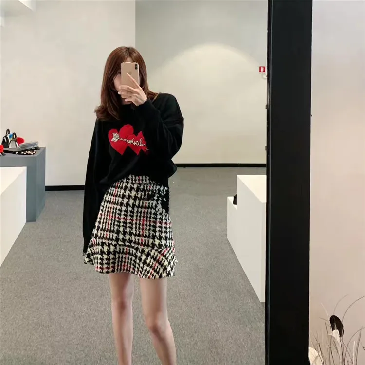 Женский шерстяной свитер Осень-зима 2019 жаккардовый пуловер с сердечками и