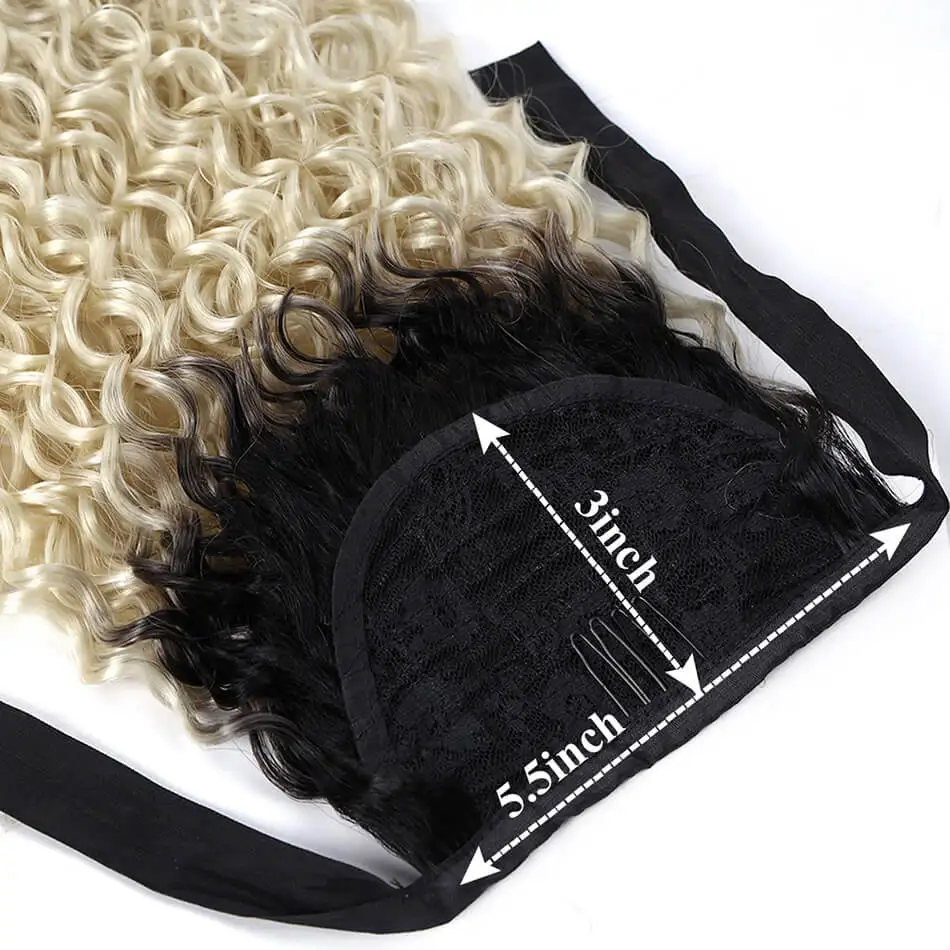 

Jerry Curly String Strap Ponytail Wrap Around Clip in Hair Extension 22Inch140g Black Brown Ombre Color Heat Resistant Daily Use