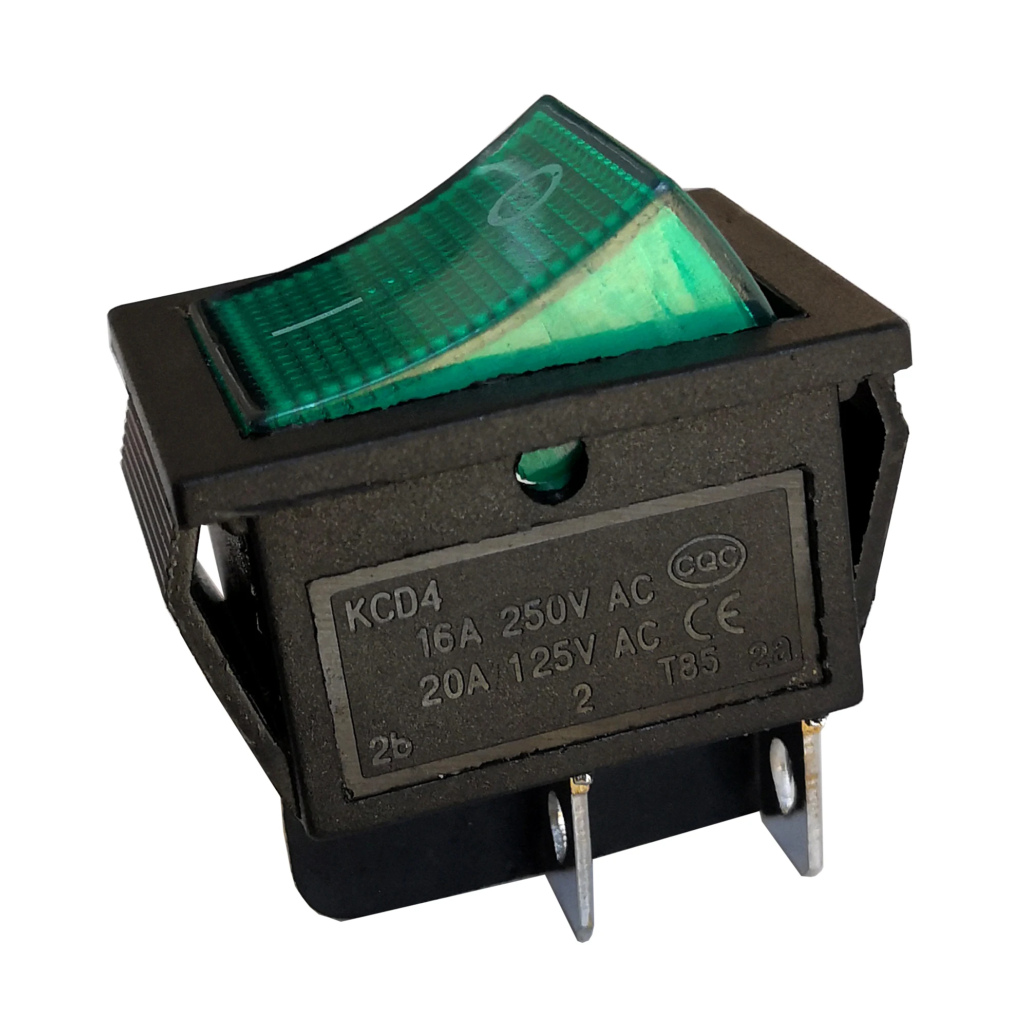 20PCS 16A 250V 20A 125VAC 4 Pin 2 Position ON-OFF DPST Rocker Switch Power Switches KCD4-201 Green Button with Light | Обустройство
