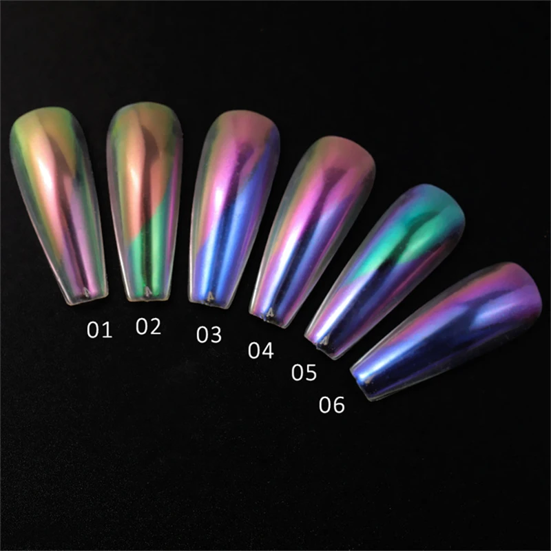 1 коробка два цвета лак хамелеон зеркальный хромовый сплошной порошок цветной