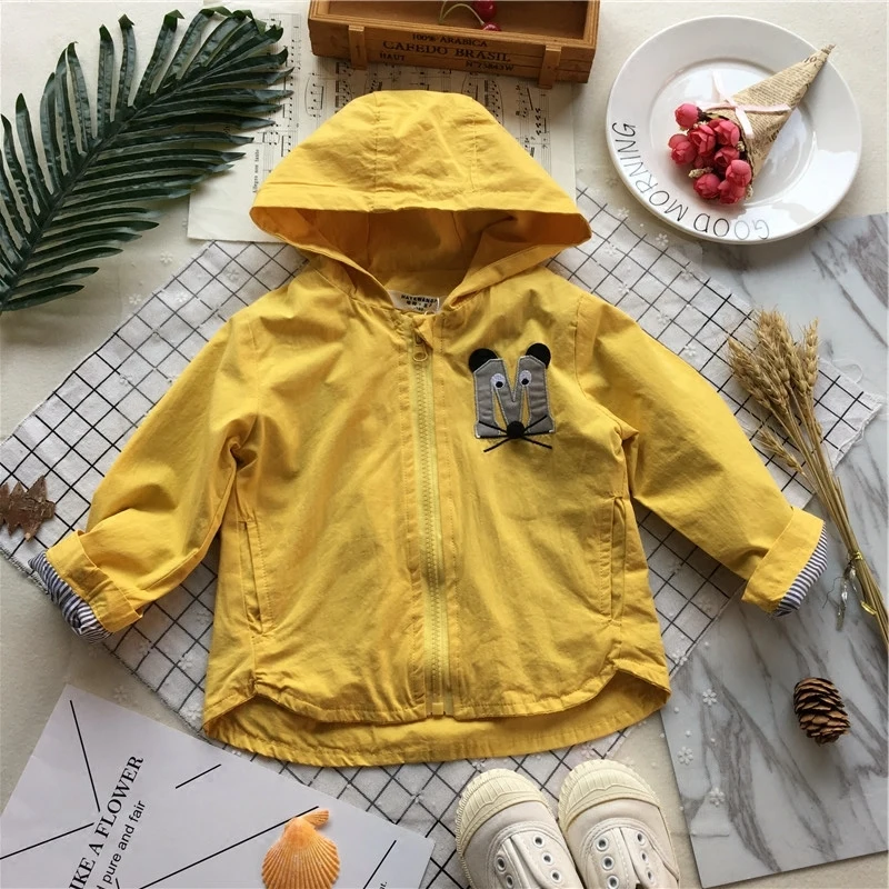 

Tonytaobaby Spring New Boys and Girls' Embroidered Hooded All Cotton Zipper Windbreaker Coat Fashion
