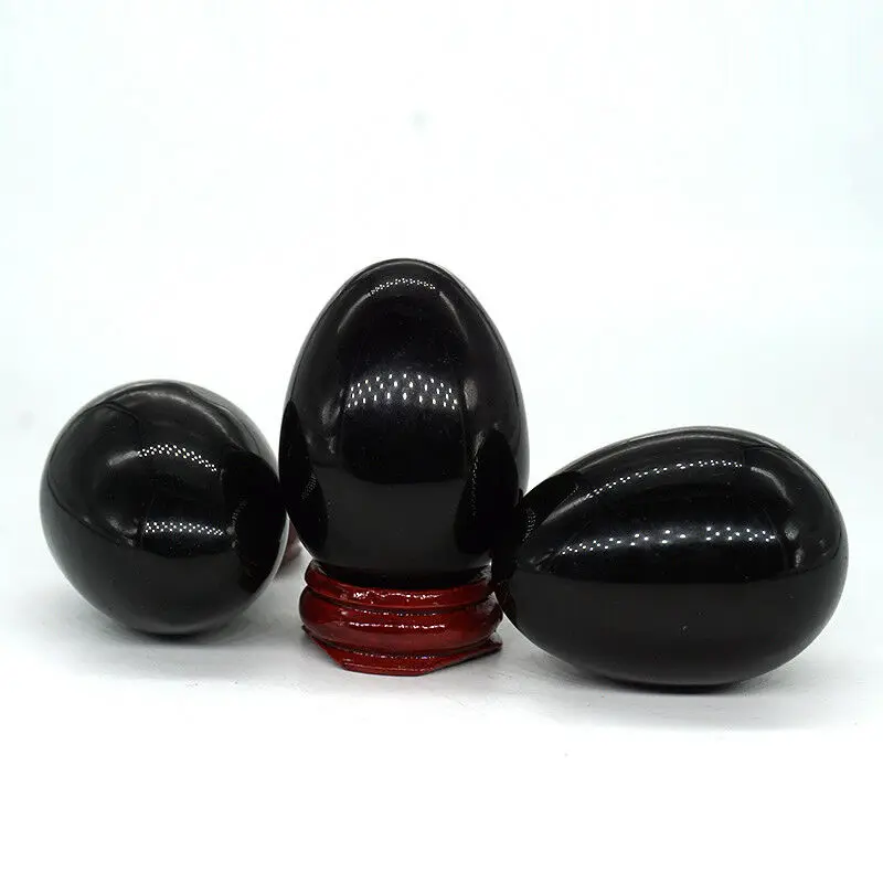 Черное яйцо из обсидиана Сфера натуральный драгоценный камень целебный Кристалл