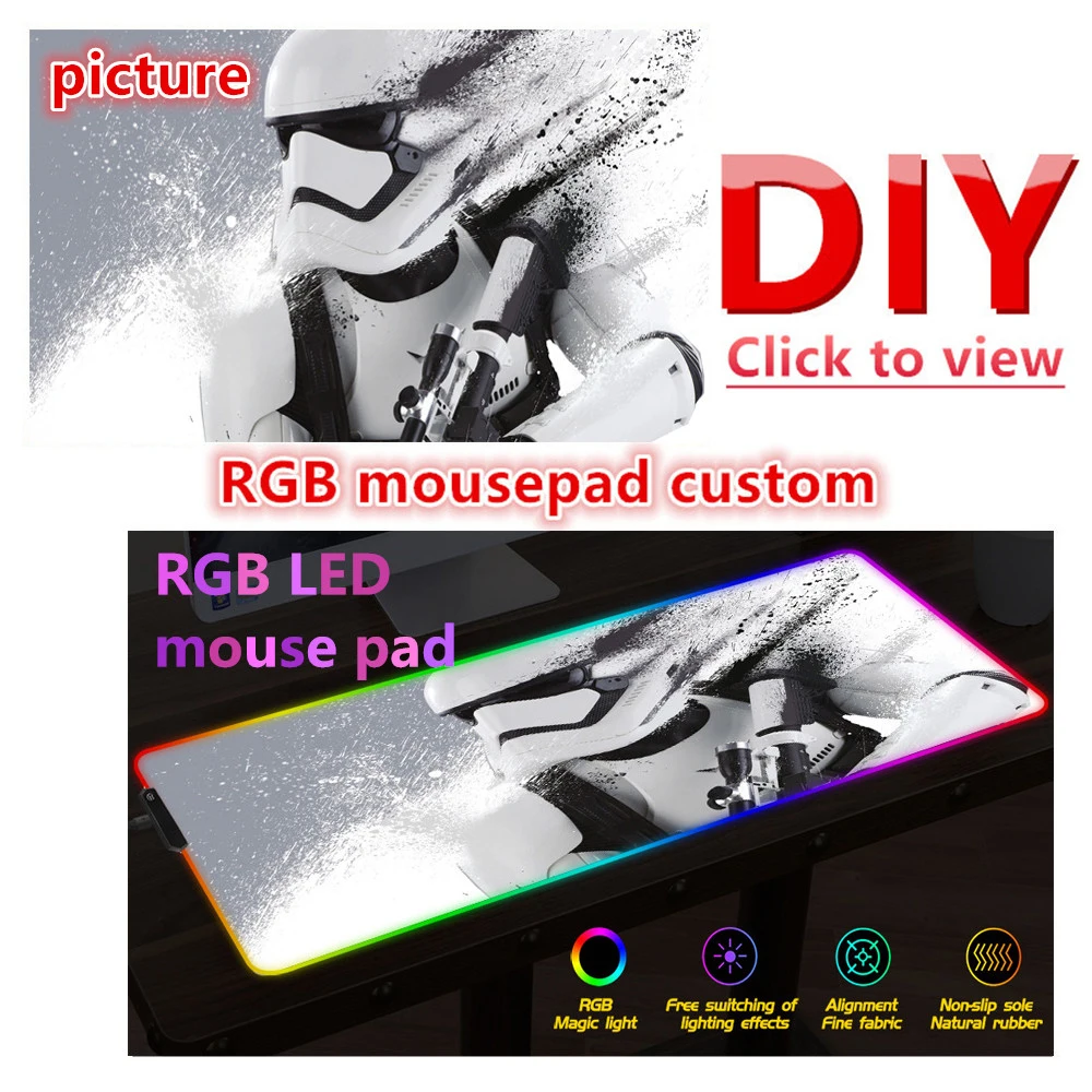Большой игровой коврик для мыши геймерский коврик для мыши RGB коврик для мыши XXL компьютерный коврик светодиодный коврик с подсветкой Mause ковер Настольный коврик для Overwatch OW DVA