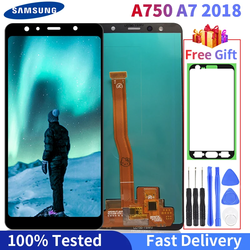 Super AMOLED ЖК дисплей для Samsung Galaxy A7 2018 A750 A750F SM A750FN A750G сенсорный экран дигитайзер в