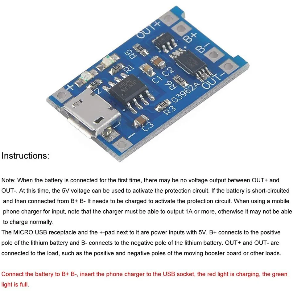 Зарядный Модуль TP4056 5 В Micro USB 1A 18650 12 шт. | Электронные компоненты и принадлежности