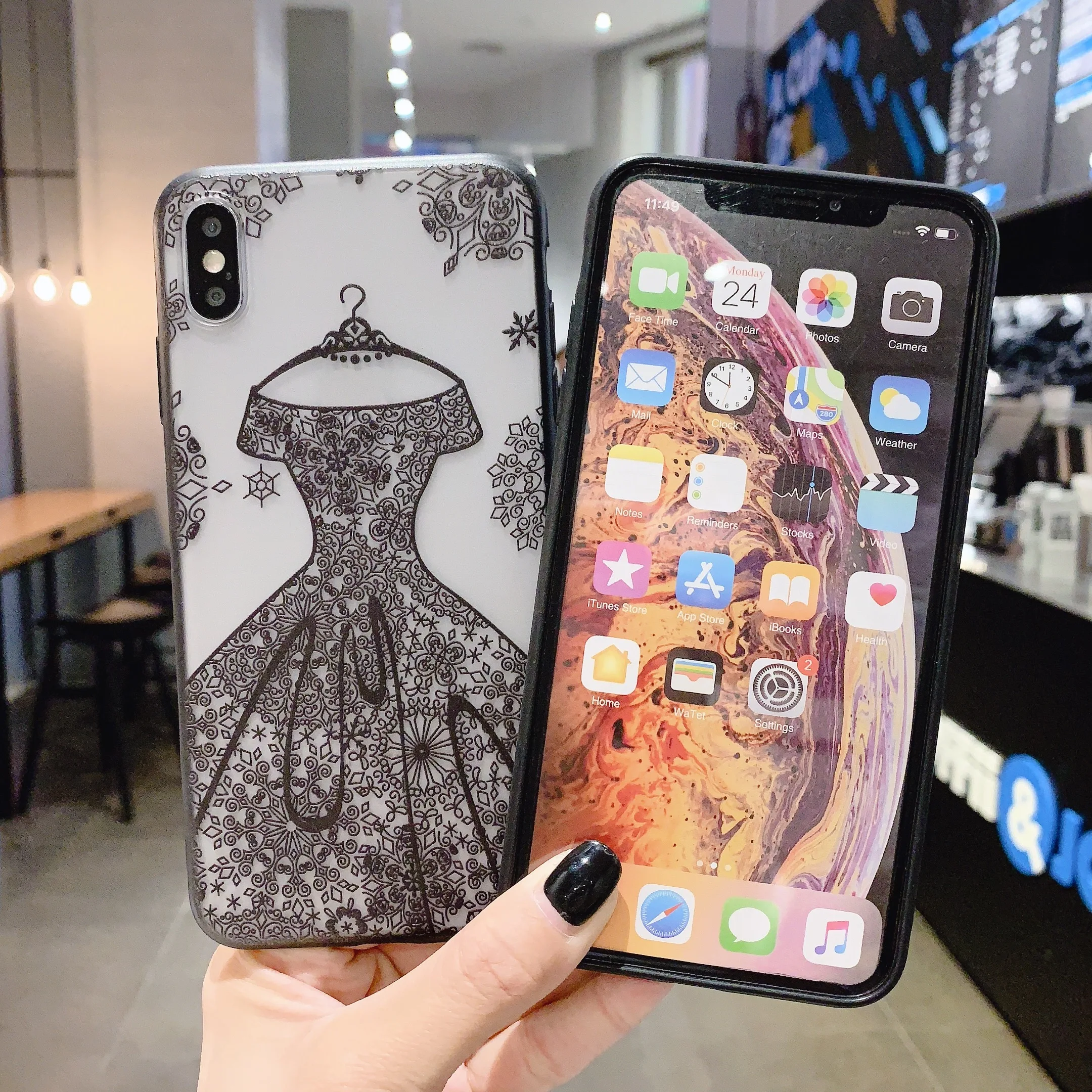 Sexy Relief Lace Pattern 360 Degree Rotation Finger Ring Holder with Soft TPU Phone Case for Samsung Galaxy A10 A20 A30 A40 A50 | Мобильные