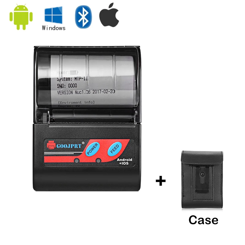 Printer and case 2-дюймовый Bluetooth Термальность принтер MTP-II Карманный принтер для Android и Windows - Цвет: Printer and case