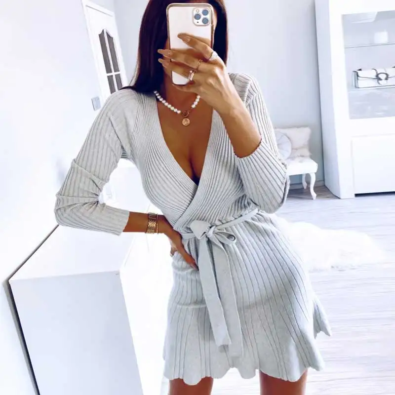 BOHO INSPIRED теплое вязаное платье с длинным рукавом сексуальные платья для женщин