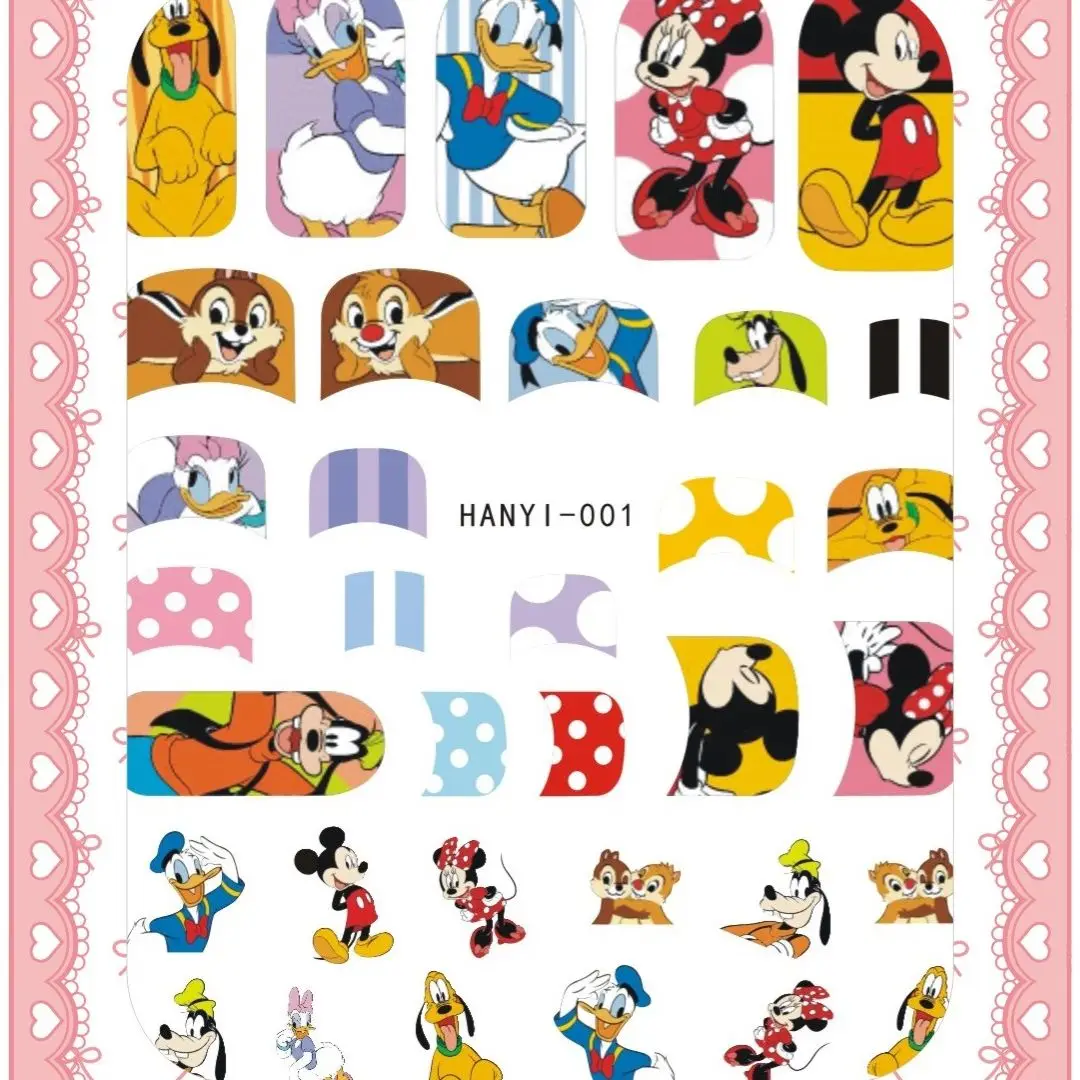 

1PCS Disney Cartoon Anime Mickey Mouse Donald Duck Snow White Nail Sticker Stitch Winnie The Pooh Nail Slider Nail Beauty