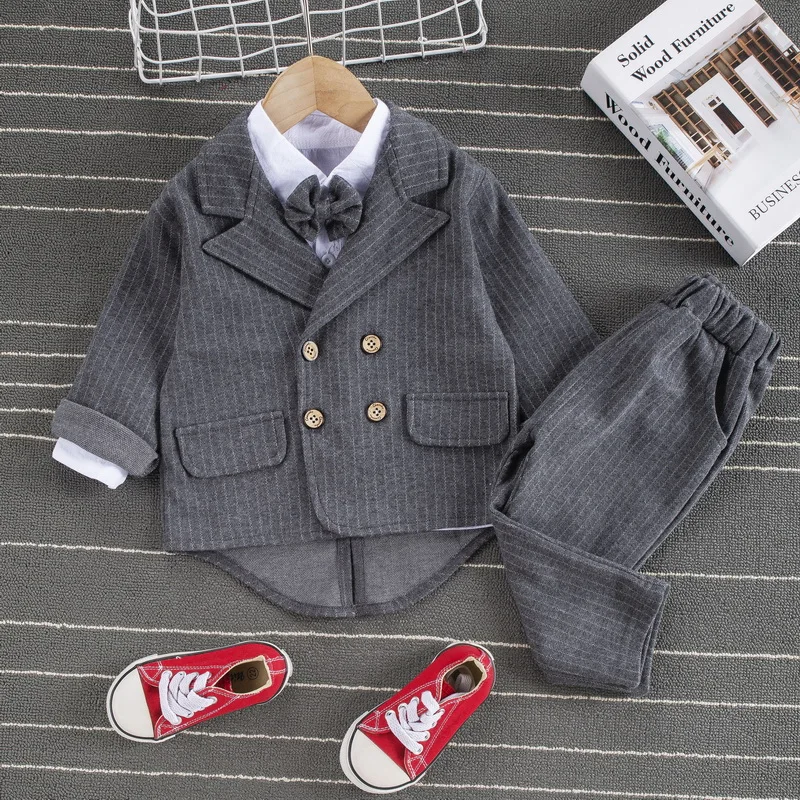 Kids Childrens Baby Suit 3Pcs/Set Kids Business Suit  jacket+ Solid Shirt+Vast Pants Set Jacket For Boys Formal Party 1-6 Age