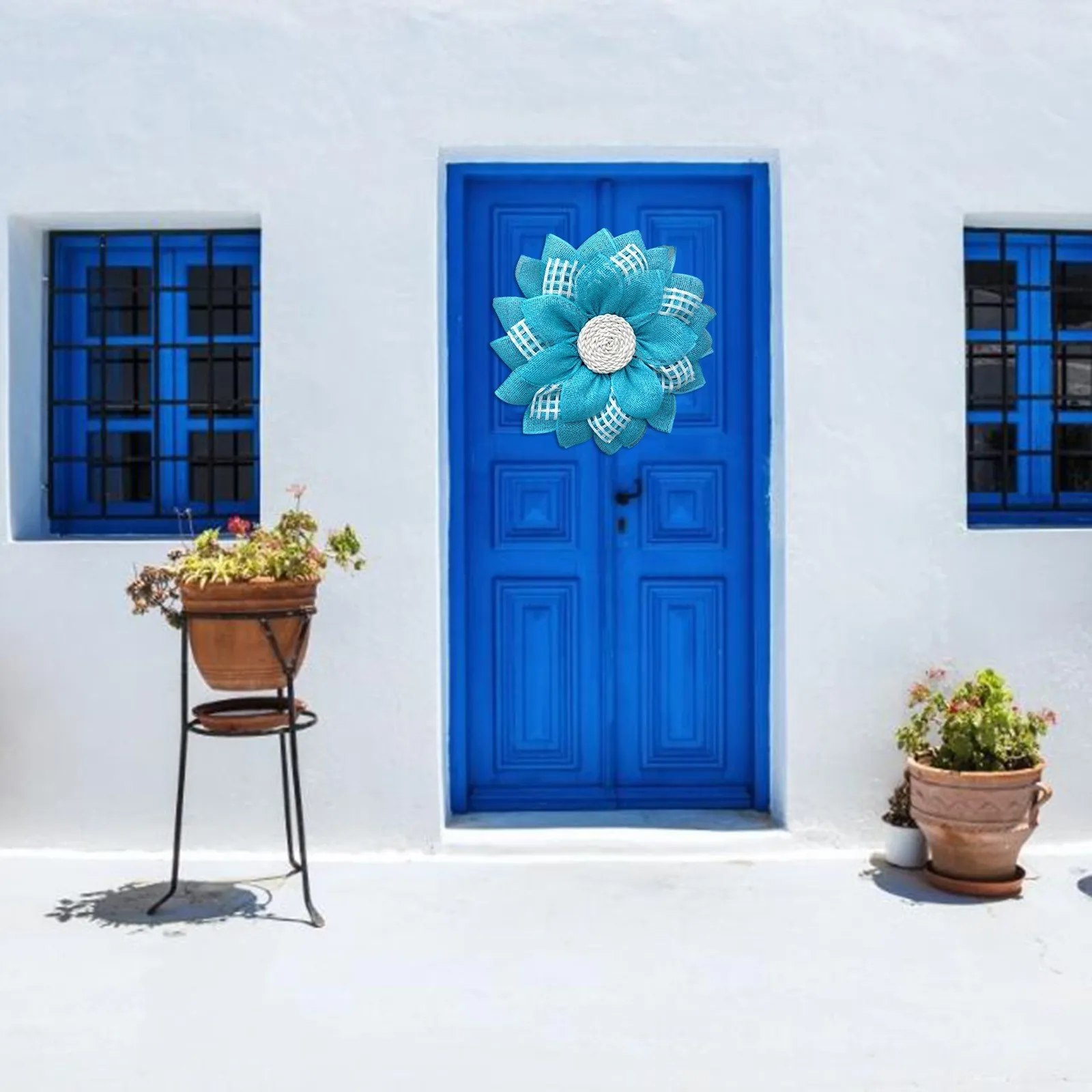 

Mother's Day Simulation Flowers Leaf Bule Sunflower Wreath Hanging Pendants Wedding Artificial Flowers Home Decorations Accessor