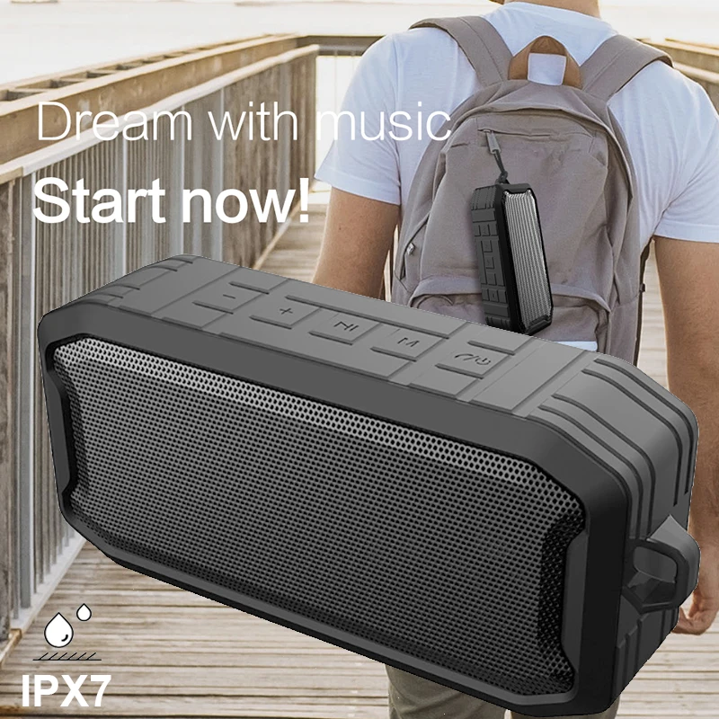 IPX7 Портативные колонки колонка беспроводная блютуз bluetooth радиоприёмник fm