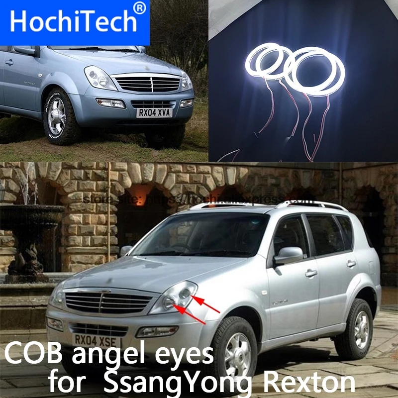 Для Ssangyong Rexton 2003 2004 2005 COB Светодиодный дневной светильник Белый Halo Cob Led Angel Eyes Ring Error