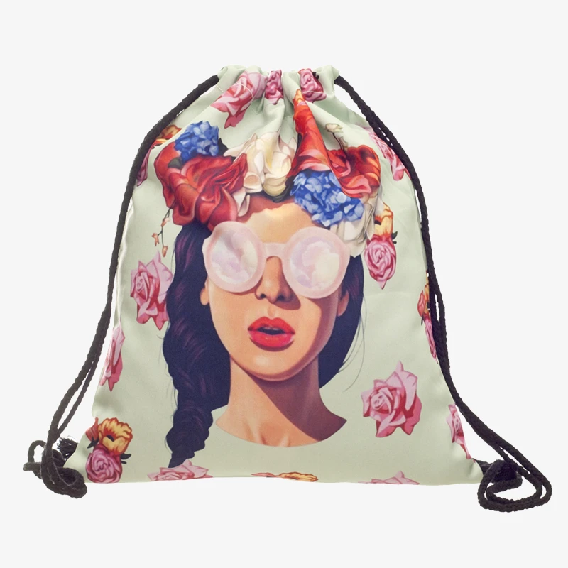 Новый 3D мешок с кулиской принтом Hipster Девушка Мода Mochila Cuerda Harajuku рюкзак на шнурке