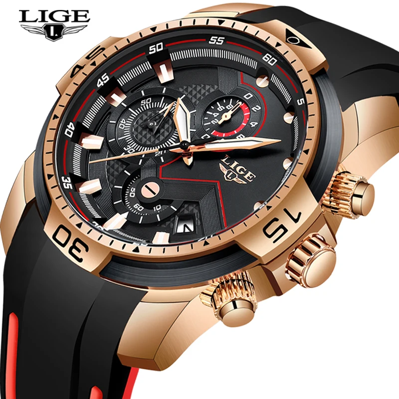 

Sport Watch Men Top Brand Luxury Chronograph Silicone Strap Quartz Mens Watches Waterproof Clock Relogio Masculino+Box