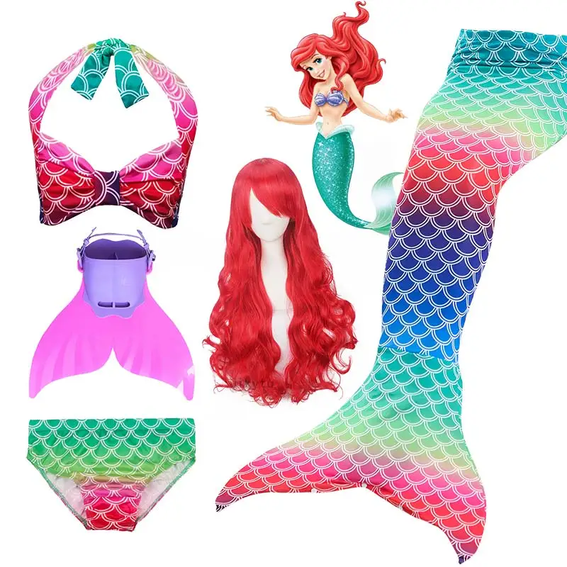 Парики для косплея русалки 2019 Моноласты девочек хвосты купания Детский костюм