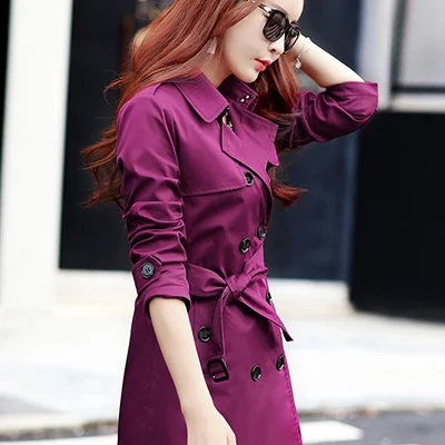 New Arrival Purple Пальто для женщин уличная одежда с отложным воротником приталенное двубортное осеннее женское длинное пальто размера плюс 3XL 4XL - Цвет: New Arrival Purple