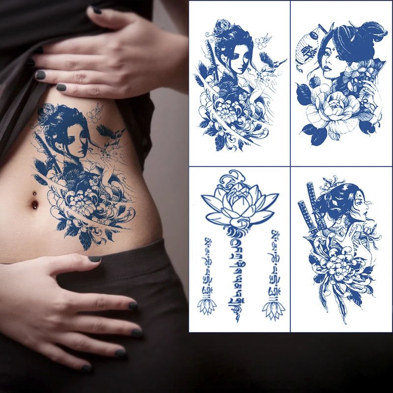 

Waterproof Temporary Juice ink Tattoo Sticker Fish Rose Flower Love Heart Pattern Fruit Gel Lasting 15 Days Art for Men Women