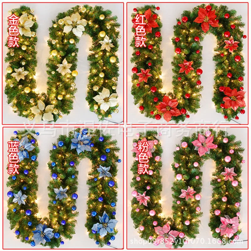 

2.7M Artificial Christmas Fireplace Garland Wreath Pine Tree Ornament Gold/Pink/Blue/Red/Silver New Year Fireplace Navidad Décor