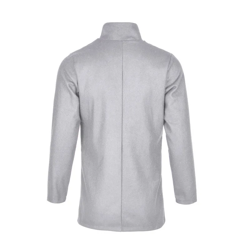 Winter Coat Men Long Trench Jacket New Fashion Mens Wool Button Solid Color Sleeved Windbreaker |
