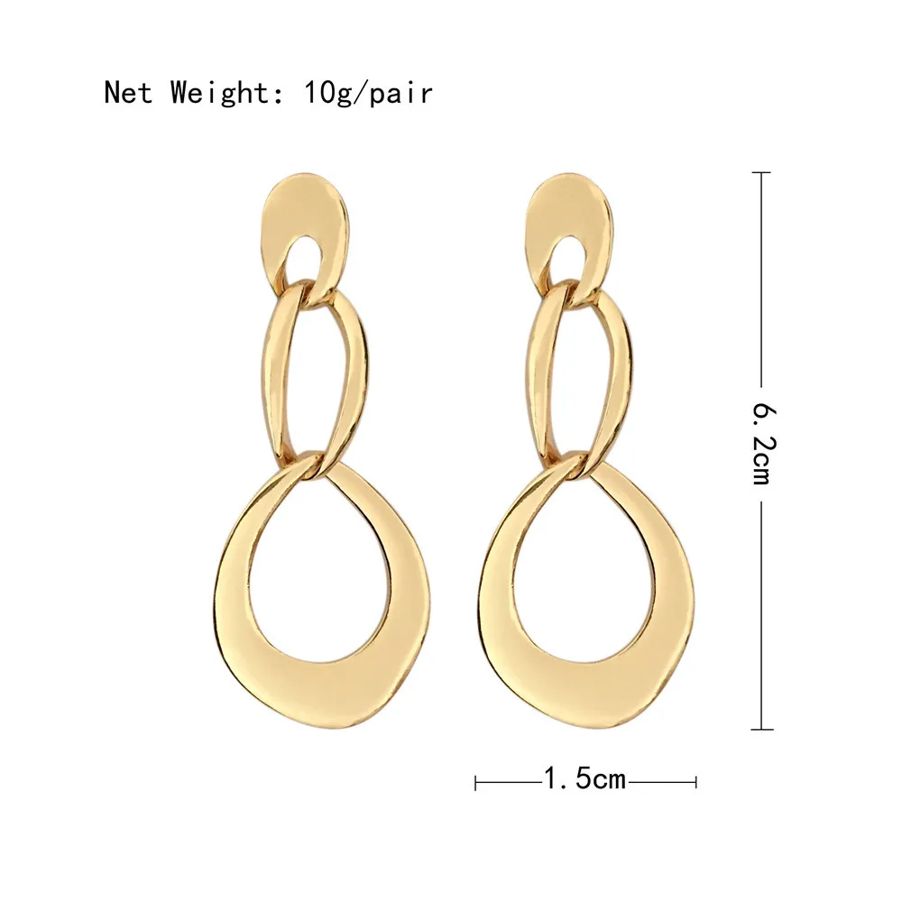 

Trendy Women Elegant Earrings Gold Color Irregural Shape Linked Drop Earrings for Party and Fashion Show Walking Jewelry Female