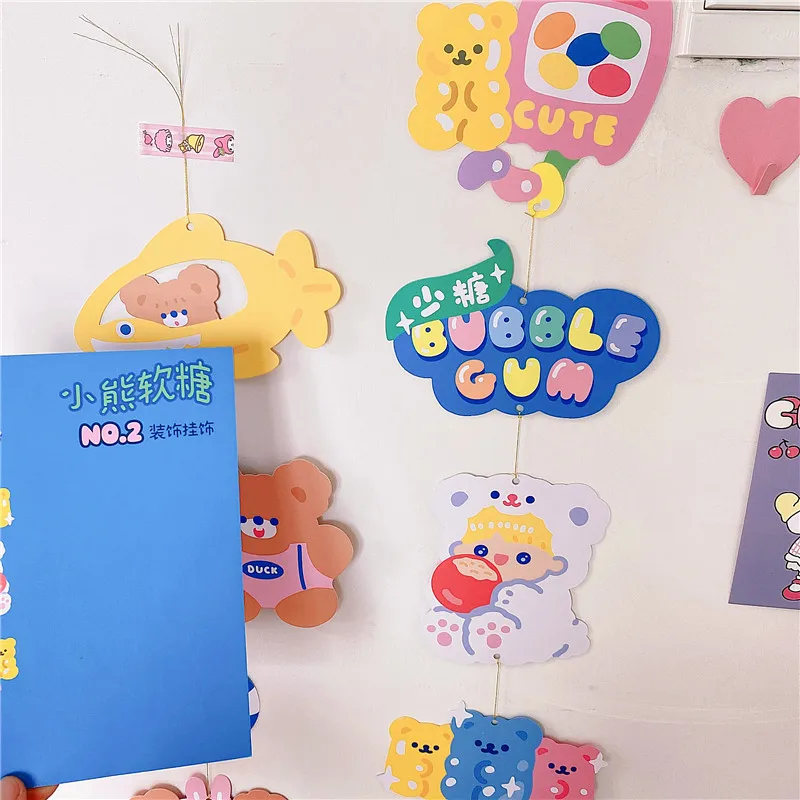 Ins Корейский мультфильм Медведь карта настенный домашний декор Висячие капли