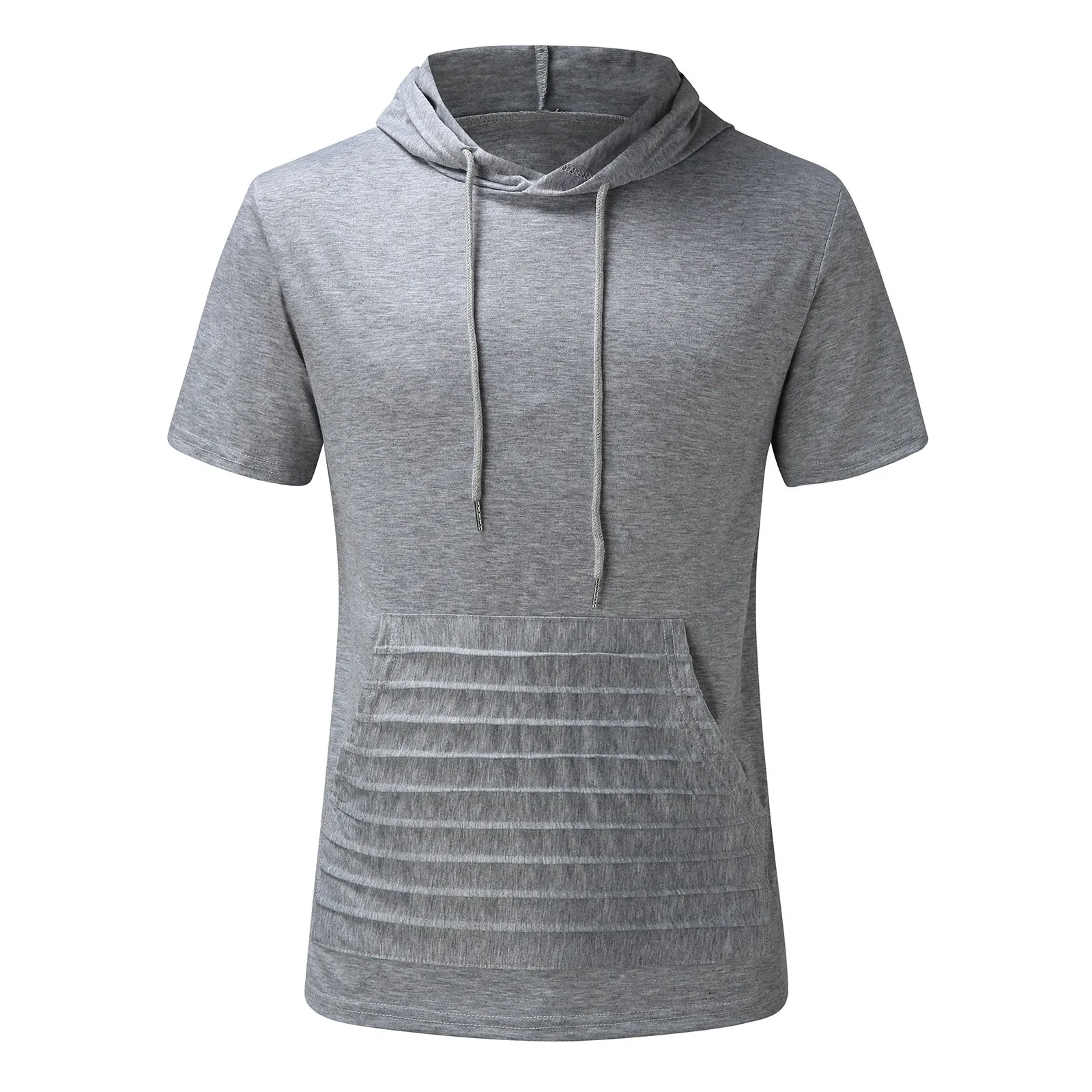 Футболка мужская с капюшоном летняя приталенная повседневная карманами