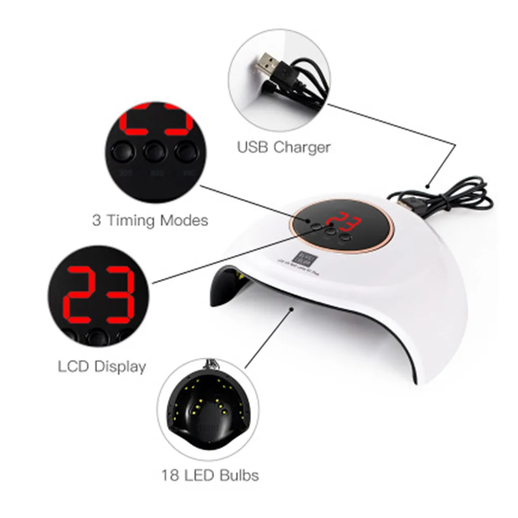 Светодиодный УФ сушильный светильник для ногтей 48 Вт ABS профессиональный уход за