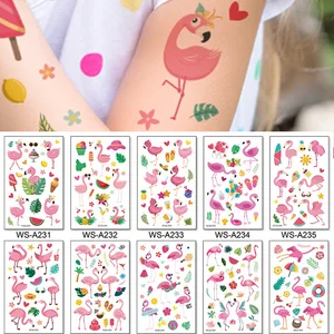 10 видов одноразовых татуировок Фламинго временные реалистичные розовые птицы цветы красивые наклейки для макияжа тела водостойкие