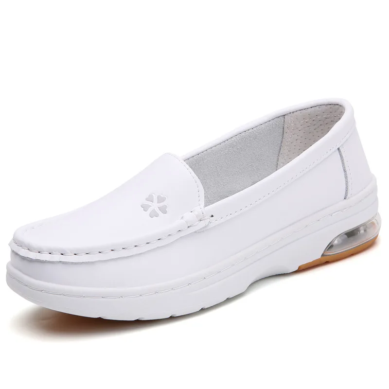 

Korean women running sneakers 2021 new leather nurse shoes white cushion soft soled nurse shoes comfortable sport shoes