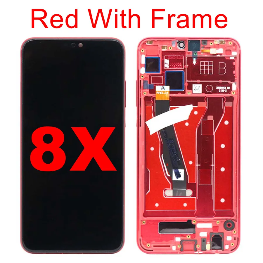 8X Red With Frame Для huawei Honor 8X ЖК-дисплей кодирующий преобразователь сенсорного экрана в сборе для huawei Honor 8X MAX ЖК-дисплей JSN L22 L21 AL00 замена экрана - Цвет: 8X Red With Frame