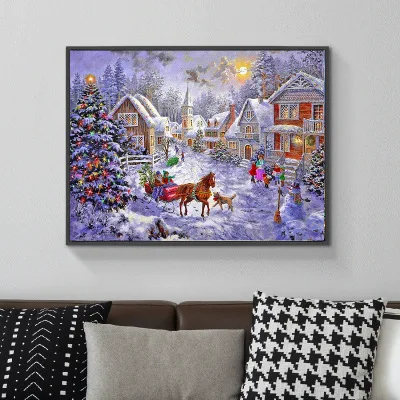 DIY гостиная спальня Висячие картины Рождество Снежный замок 5D краски по бриллианту комплект украшение дома