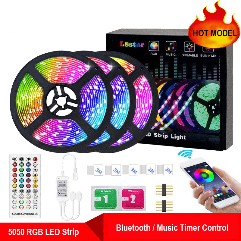 Bluetooth APP RGB Светодиодные ленты светильник SMD 5050 5 м 10 Водонепроницаемый