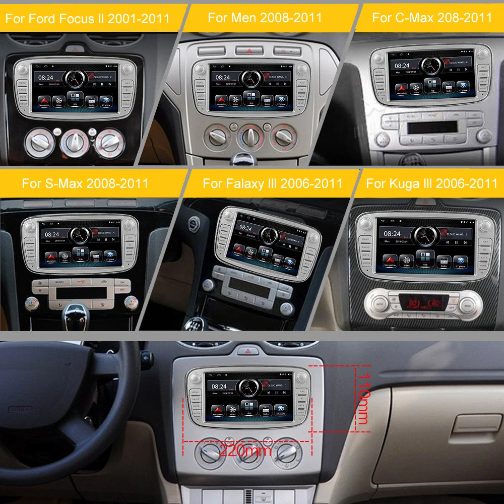 2 din Android 8 1 для Ford Focus S-Max Mondeo 9 Galaxy C-Max 7 &quotGPS автомобильный радиоплеер Bluetooth AM стерео