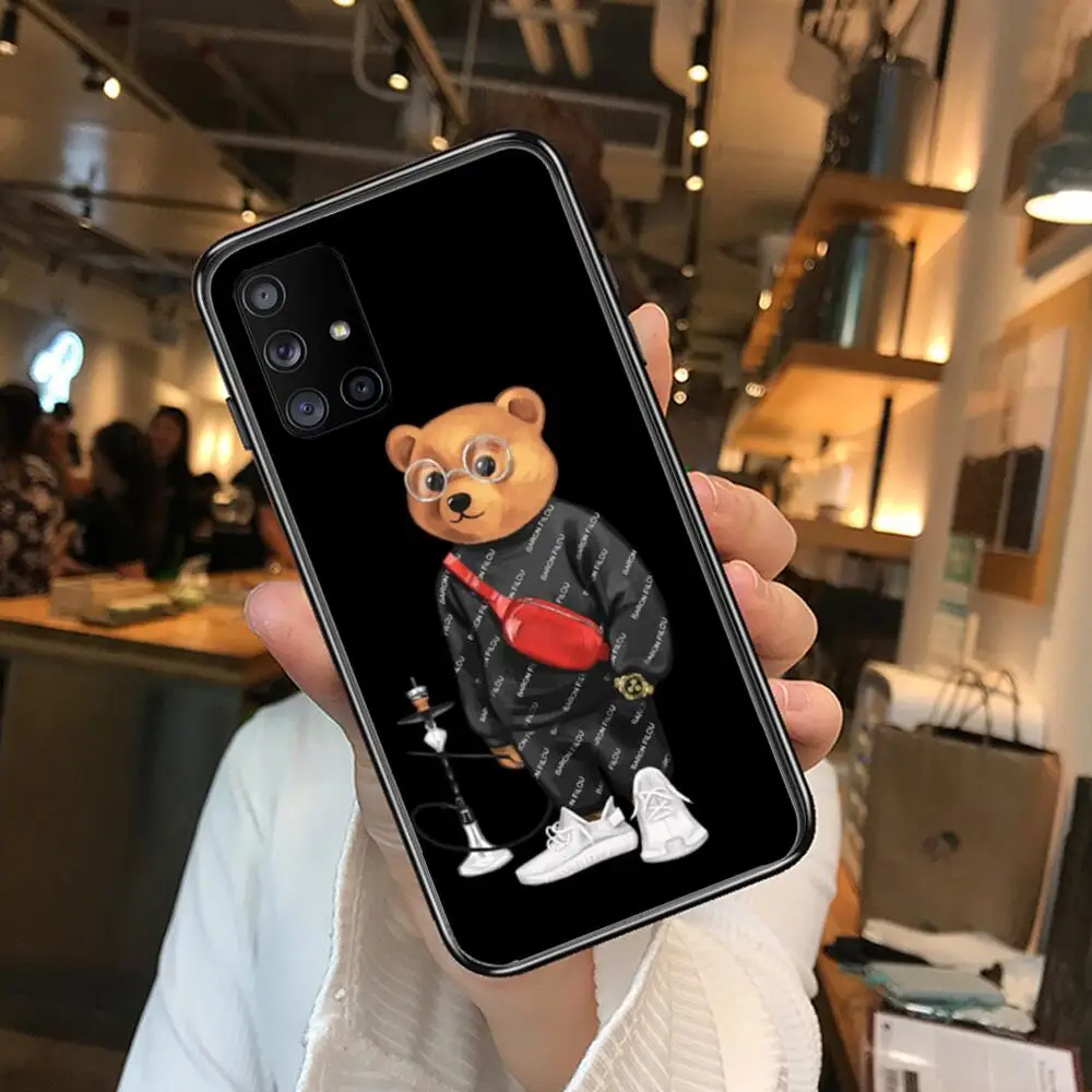 

Luxury Bear Soft Case For Phone Case Hull For Samsung Galaxy A 50 51 20 71 70 40 30 10 80 E 5G S Black Shell Art Cell Cove