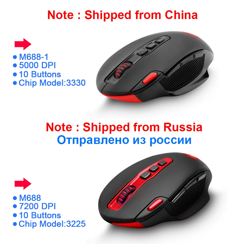 Redragon SHARK M688 Беспроводная программируемая игровая мышь 5000 dpi 10 кнопок эргономичная для overwatch геймерская мышь для ноутбука ПК компьютера