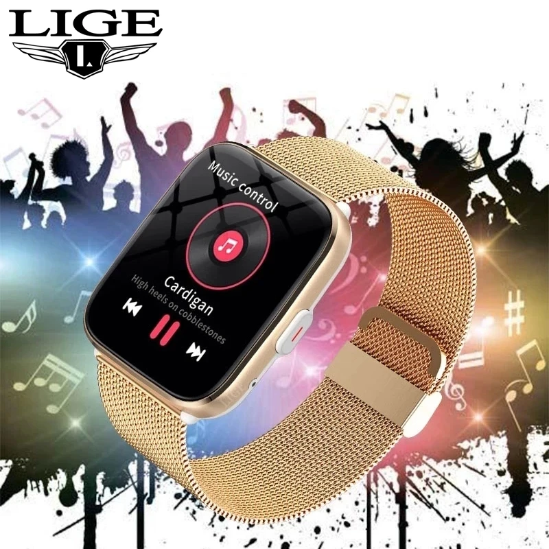 

Смарт-часы LIGE для мужчин и женщин, 1,69 дюйма, Bluetooth, пульсометр