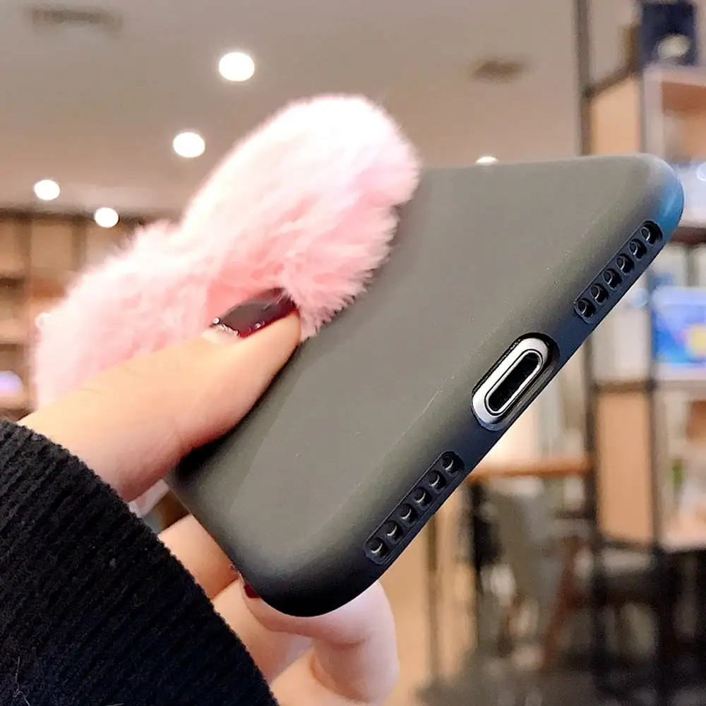 LAPOPNUT 3D Fuzzy Furry Pom TPU Bumper Phone Case for Huawei P30 Pro P20 Lite Mate 20 Luxury Silicone Soft Protective Cover |