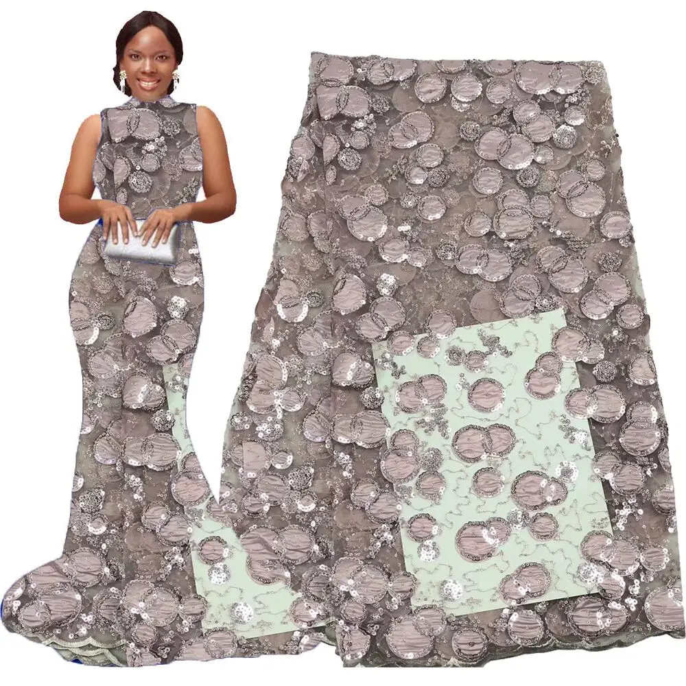 Пыльно розовая французская кружевная ткань высокого качества 3d африканская 2020