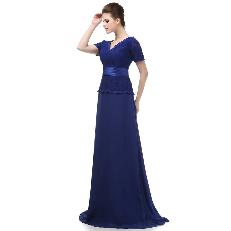A-Line совок шеи длиной до пола шифон вечерние платья Мать невесты с кружевом и