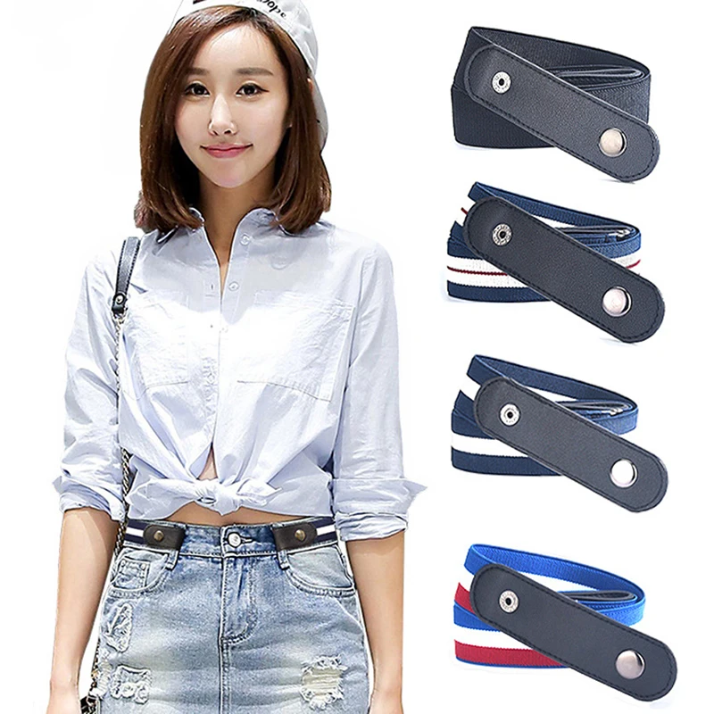 

Buckle Free Belt for Jean Pants Dresses No Buckle Stretch Elastic Waist Belt