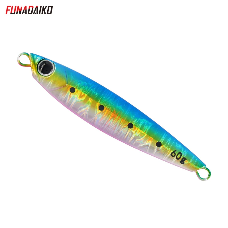 FUNADAIKO бросок с берега медленно, дергающаяся приманка, seafishing литье джиг искусственный блестящие люминисцентные приманки, а так же 30 г, 40 г, 60 г boatfishing джиг-приманки - Цвет: Green silver