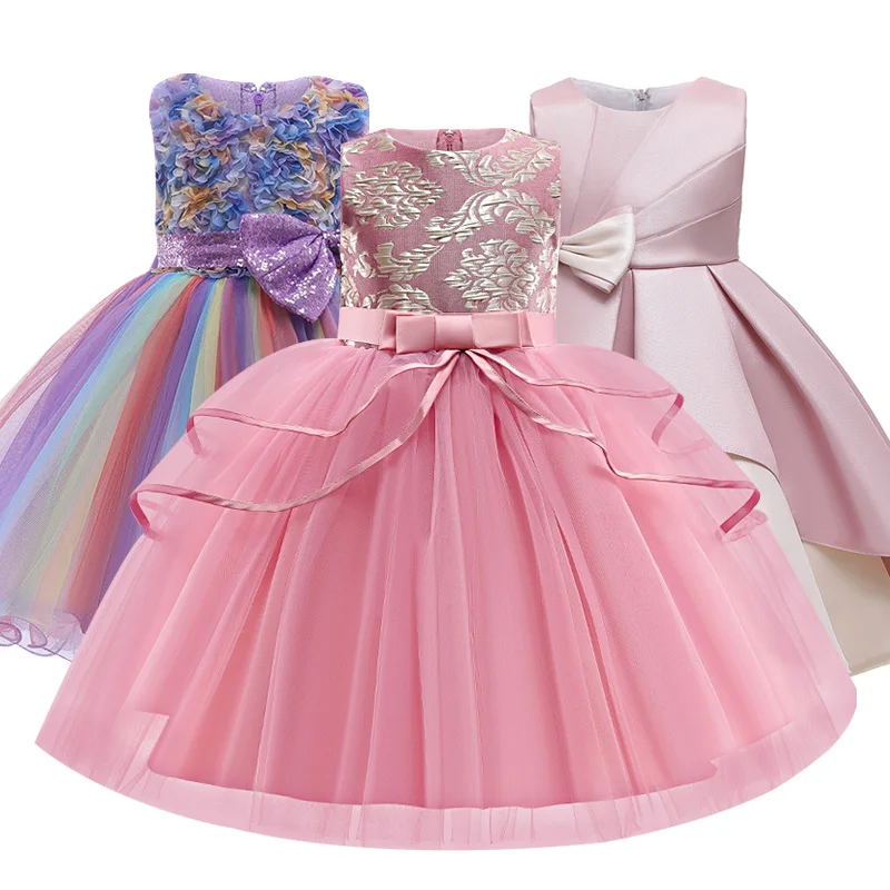 2021 Summer Kids For Girl Dress Elegant Flower Princess Evening Party Formal Wedding Embroidered Children Clothing | Детская одежда и
