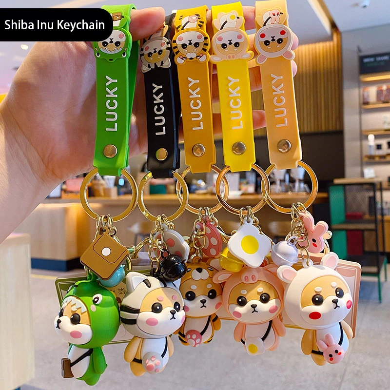 

New Cartoon Genuine Strawberry Shiba Inu Keychain Good Friend Gift Cute Bag Pendant Creative Car Key Accessories Hanging Chain