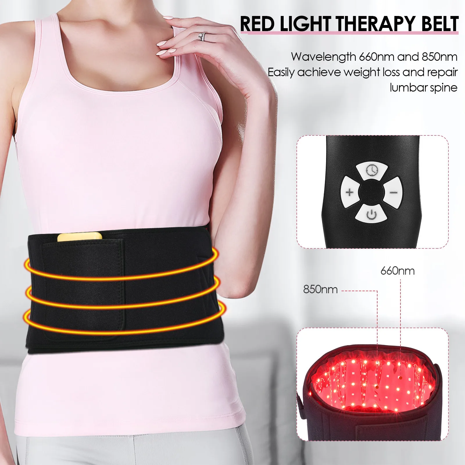 

Red Light Therapy Belt LED Infrared Therapy Belt Wave Length 660nm / 850nm For Weight Loss Reduce Joint Pain Treat Inflammation